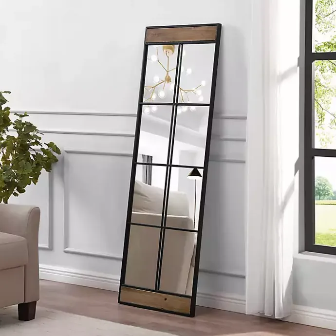 Best Kirklands Home Black Metal Window Grid Standing Mirror