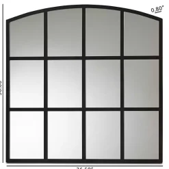 Clearance Kirklands Home Black Metal Windowpane Arched Wall Mirror