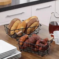 New Kirklands Home Metal Wire Stackable Kitchen Baskets Black
