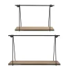 Discount Kirklands Home Black Metal Wood Swing Wall Shelves, Set of 2