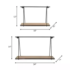 Discount Kirklands Home Black Metal Wood Swing Wall Shelves, Set of 2