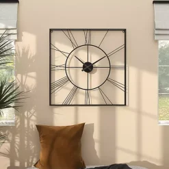 Hot Kirklands Home Minimal Square Open Face Clock Black