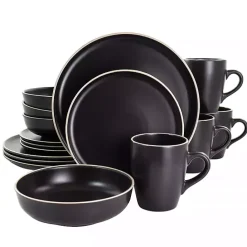 Online Kirklands Home Modern Stoneware 16-pc. Dinnerware Set Black
