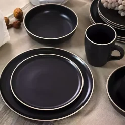 Online Kirklands Home Modern Stoneware 16-pc. Dinnerware Set Black