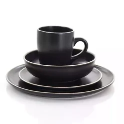 Online Kirklands Home Modern Stoneware 16-pc. Dinnerware Set Black