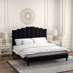 New Kirklands Home Modern Tufted Platform King Bed Black