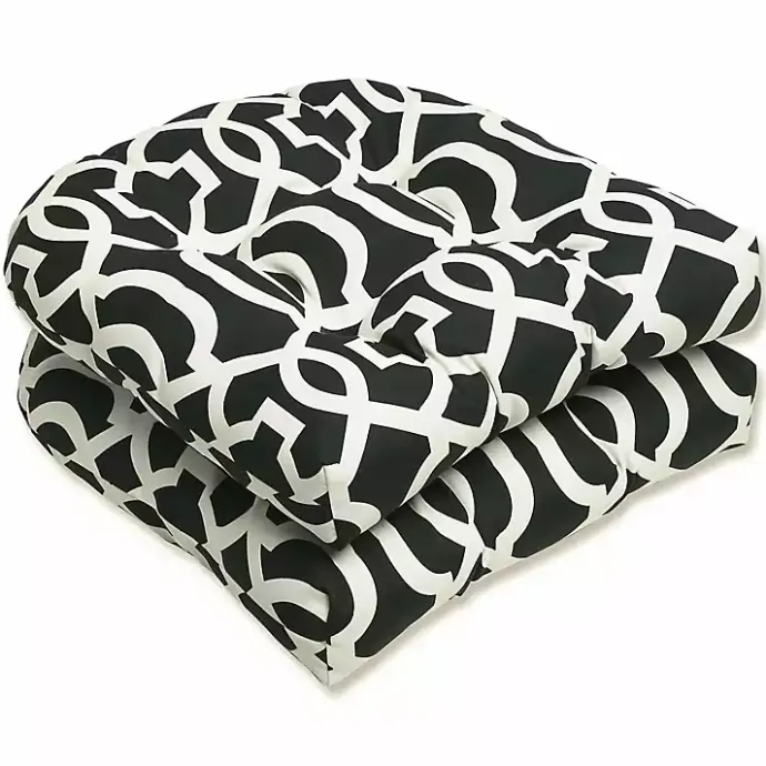 New Kirklands Home Black New Geometric 2-pc. Wicker Chair Cushion Set