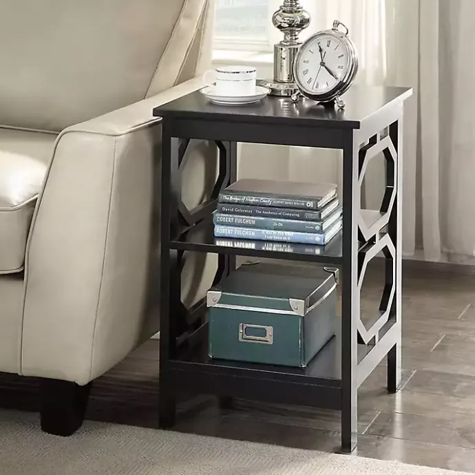 Kirklands Home Octagon 2-Shelf Accent Table Black