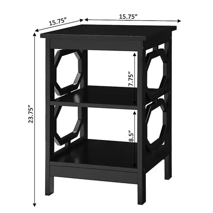 Kirklands Home Octagon 2-Shelf Accent Table Black