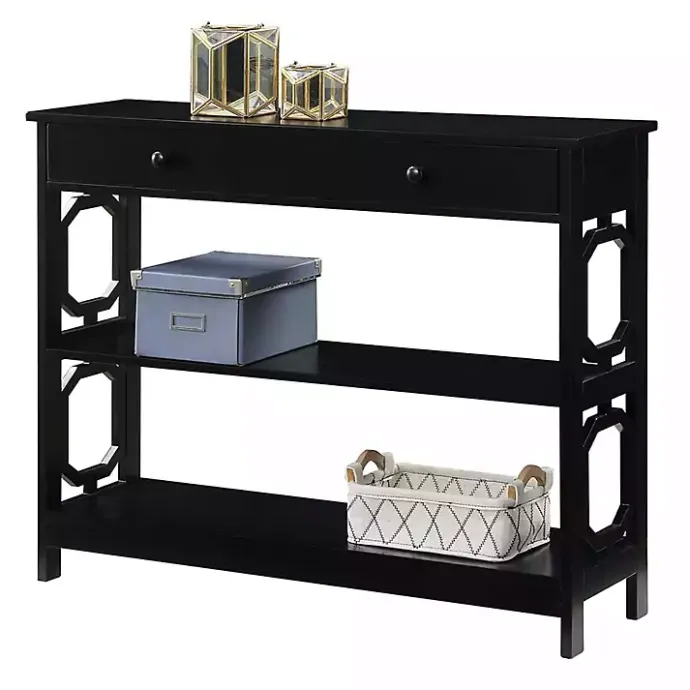 New Kirklands Home Octagon 2-Shelf Console Table Black