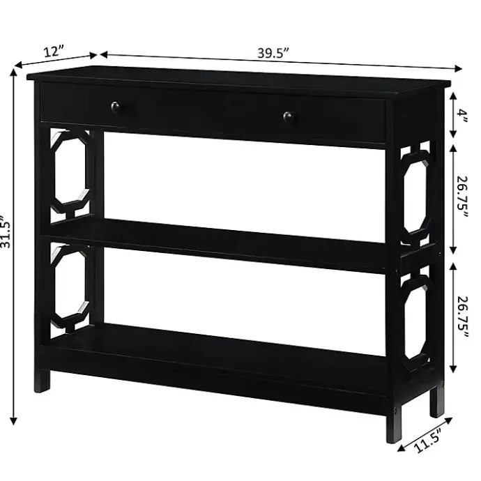 New Kirklands Home Octagon 2-Shelf Console Table Black