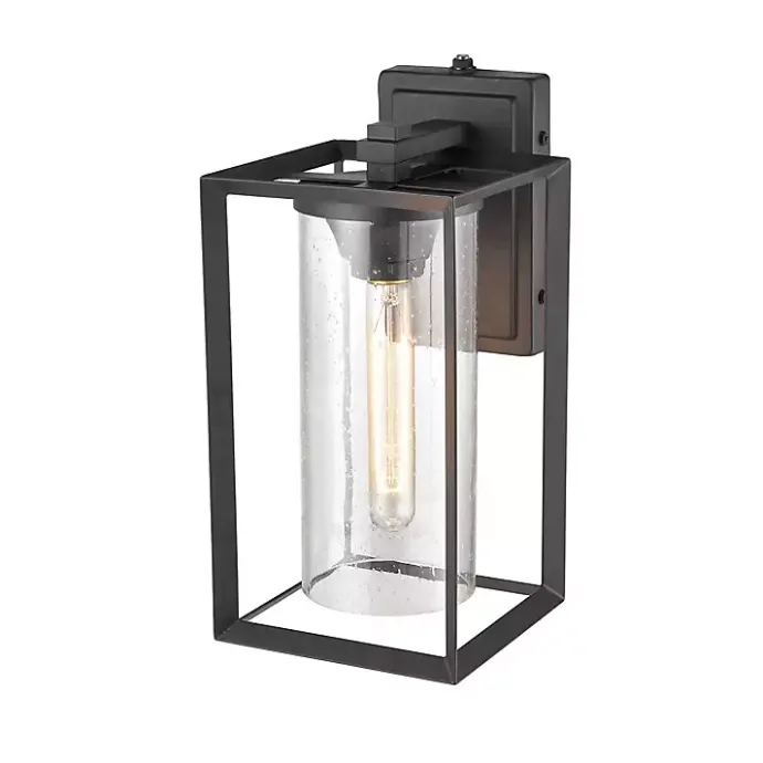 Discount Kirklands Home Open Seeded Glass Outdoor Sconce Black