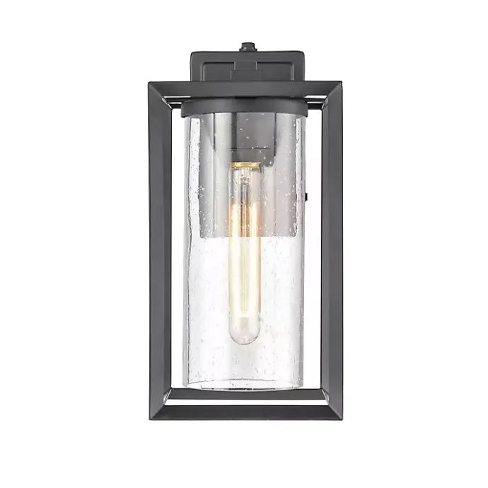 Discount Kirklands Home Open Seeded Glass Outdoor Sconce Black