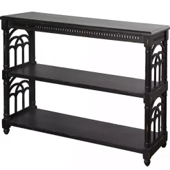 Best Kirklands Home Open Shelf Cathedral Ends Console Table Black