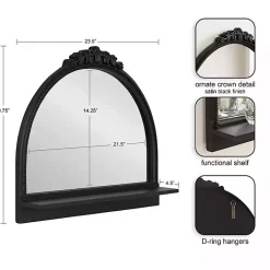 Clearance Kirklands Home Black Ornate Arch Wall Mirror with Shelf