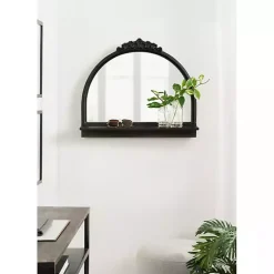 Clearance Kirklands Home Black Ornate Arch Wall Mirror with Shelf