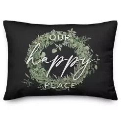 Sale Kirklands Home Black Our Happy Place Indoor/Outdoor Lumbar Pillow