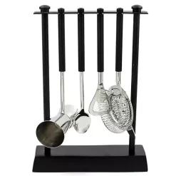 New Kirklands Home 4-pc. Bar Tool Set with Stand Black