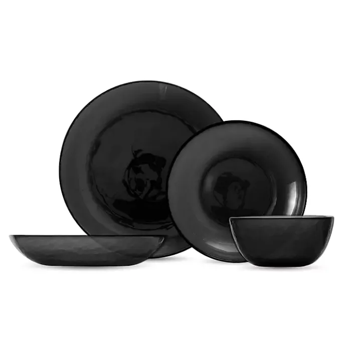 Hot Kirklands Home 16-pc. Hammered Glass Dinnerware Set Black