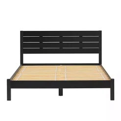 Discount Kirklands Home Pine Wood Slatted Headboard Queen Bed Black