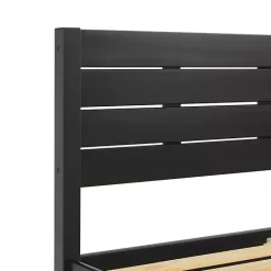 Discount Kirklands Home Pine Wood Slatted Headboard Queen Bed Black