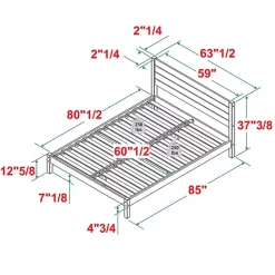 Discount Kirklands Home Pine Wood Slatted Headboard Queen Bed Black
