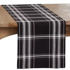Discount Kirklands Home Plaid Cotton Table Runner, 72 in. Black