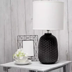 Hot Kirklands Home Purled Ceramic Table Lamp Black