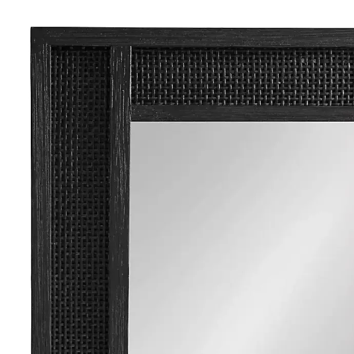 New Kirklands Home Rattan Textured Rectangle Wall Mirror Black