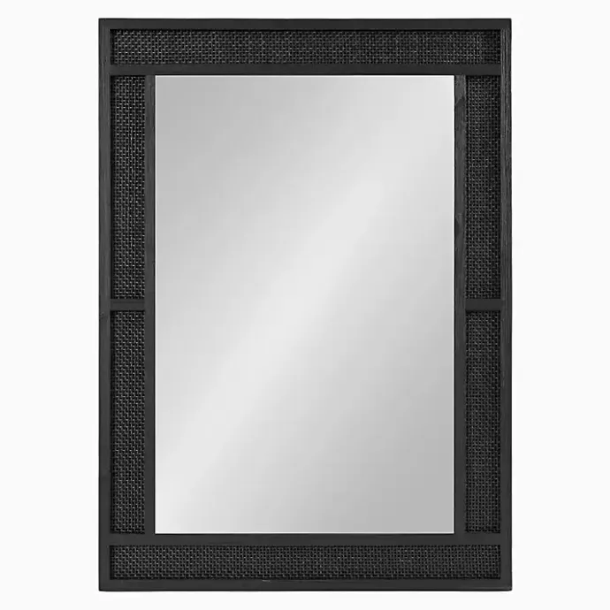 New Kirklands Home Rattan Textured Rectangle Wall Mirror Black