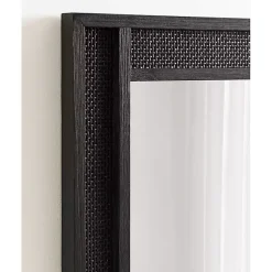 New Kirklands Home Rattan Textured Rectangle Wall Mirror Black
