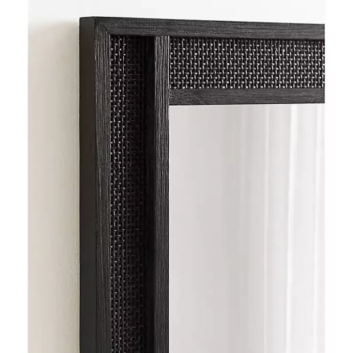 New Kirklands Home Rattan Textured Rectangle Wall Mirror Black
