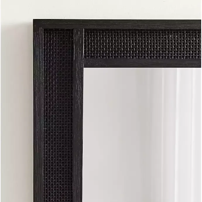 New Kirklands Home Rattan Textured Rectangle Wall Mirror Black