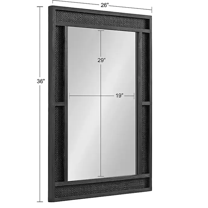 New Kirklands Home Rattan Textured Rectangle Wall Mirror Black