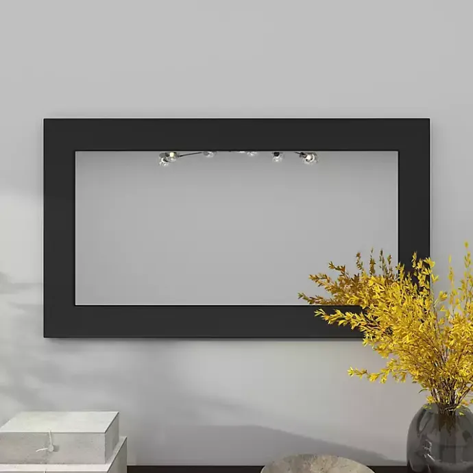 Hot Kirklands Home Black Rectangular Wood Wall Mirror, 24x42 in.
