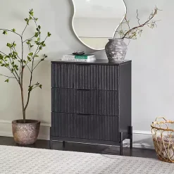 Kirklands Home Reeded 3-Drawer Dresser Black