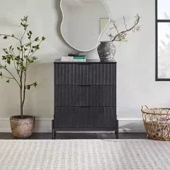 Kirklands Home Reeded 3-Drawer Dresser Black
