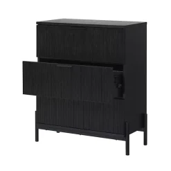 Kirklands Home Reeded 3-Drawer Dresser Black