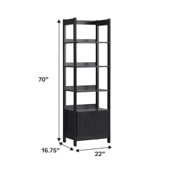 Online Kirklands Home Reeded Wood Holmes Narrow Bookcase Black
