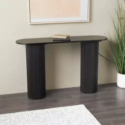 Kirklands Home Ribbed Pillars Console Table Black