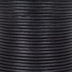 Kirklands Home Ribbed Rattan Round Accent Table Black