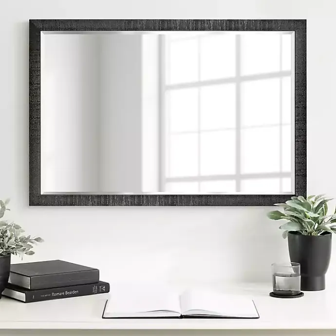 Kirklands Home Black Ribbed Renna Wall Mirror, 24x36 in.