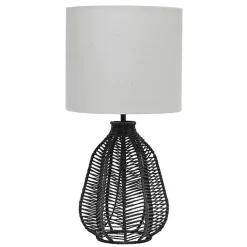Online Kirklands Home Black Rope Woven Table Lamp White