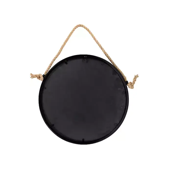 Kirklands Home Black Round Framed Mirror with Rope