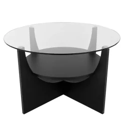Kirklands Home Round Glass Coffee Table Black
