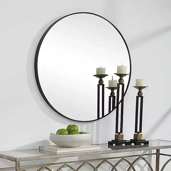 Hot Kirklands Home Black Round Simple Frame Large Wall Mirror