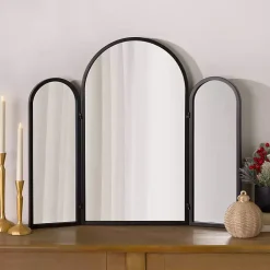 Sale Kirklands Home Rounded Edge Trifold Wall Mirror Black