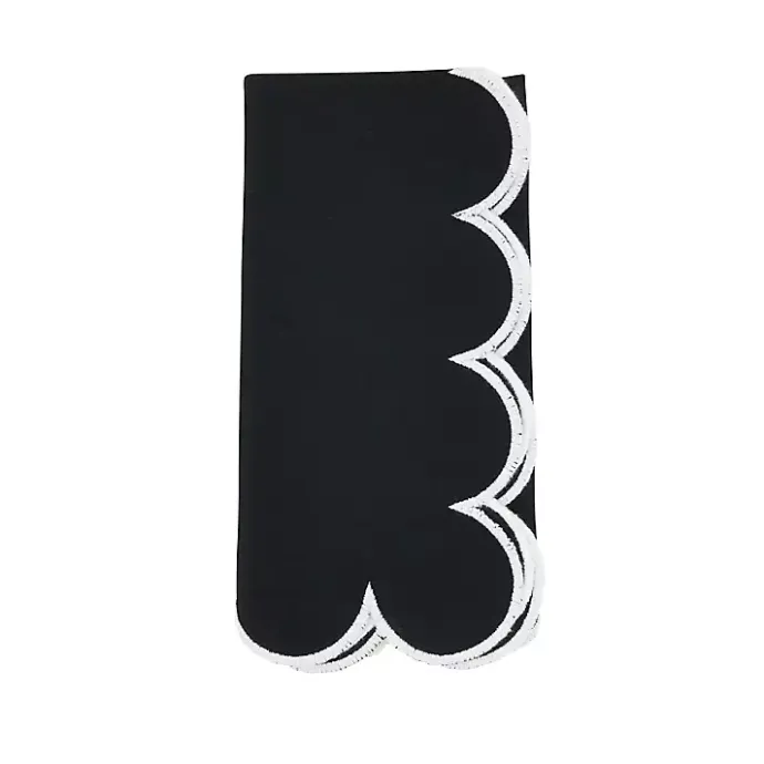 Discount Kirklands Home Scalloped Edge Napkins, Set of 4 Black