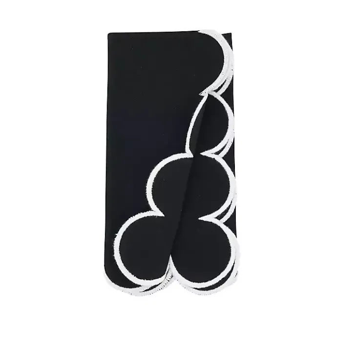 Discount Kirklands Home Scalloped Edge Napkins, Set of 4 Black