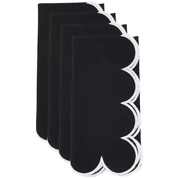 Discount Kirklands Home Scalloped Edge Napkins, Set of 4 Black